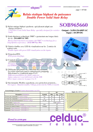 SOB965660 datasheet - Double Power Solid State Relay