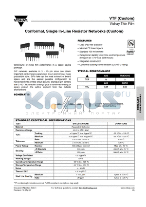 VTFXXXSBX datasheet - Conformal, Single In-Line Resistor Networks (Custom)