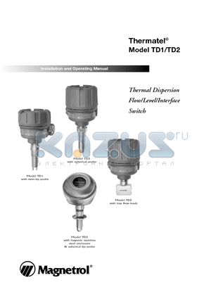 TD1-2D00-030 datasheet - Thermal Dispersion Flow/Level Switch