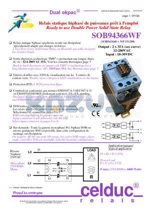 SOB94366WF datasheet - Ready to use Double Power Solid State Relay