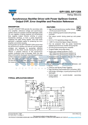 SIP11204DLP-T1-E3 datasheet - Synchronous Rectifier Driver with Power Up/Down Control, Output OVP, Error Amplifier and Precision Reference