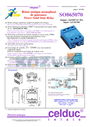 SO865070 datasheet - Power Solid State Relay