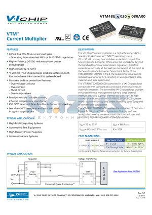 VTM48EF020M080A00 datasheet - Current Multiplier