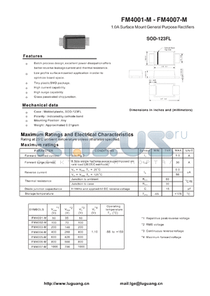 SOD-123FL datasheet - 1.0A Surface Mount General Purpose Rectifiers