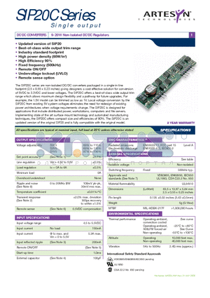 SIP20C-05S2V5 datasheet - DC/DC CONVERTERS