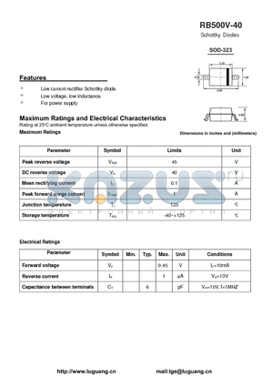 SOD-323 datasheet - Schottky Diodes