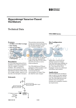 VTO-9120 datasheet - Hyperabrupt Varactor-Tuned Oscillators
