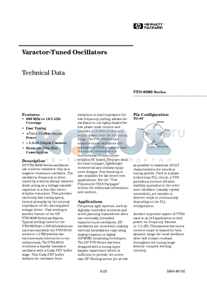 VTO-8850 datasheet - Varactor-Tuned Oscillators