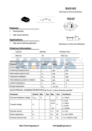 SOD-523 datasheet - High Speed Switching Diodes