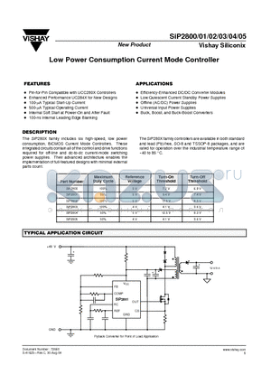 SIP2805 datasheet - Low Power Consumption Current Mode Controller