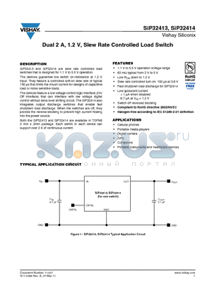 SIP32413DNP-T1-GE4 datasheet - Dual 2 A, 1.2 V, Slew Rate Controlled Load Switch