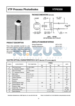 VTP8350 datasheet - VTP Process Photodiodes