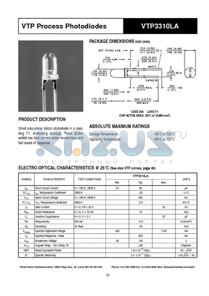 VTP3310LA datasheet - VTP Process Photodiodes
