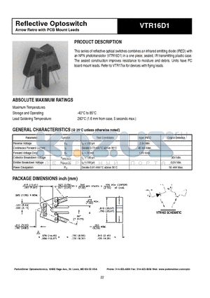 VTR16D1 datasheet - Reflective Optoswitch