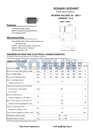 SOD4001 datasheet - Plastic Silicon Rectifiers