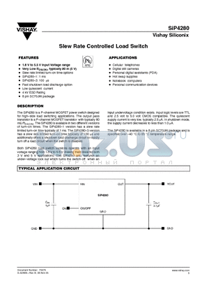 SIP4280 datasheet - Slew Rate Controlled Load Switch