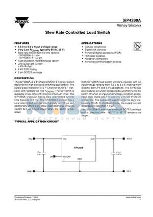 SIP4280A datasheet - Slew Rate Controlled Load Switch