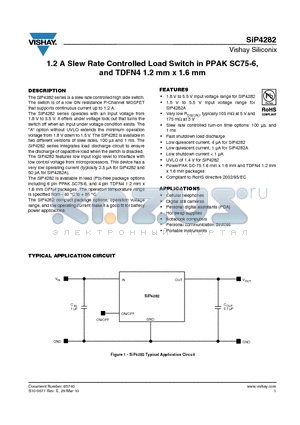 SIP4282_10 datasheet - 1.2 A Slew Rate Controlled Load Switch in PPAK SC75-6, and TDFN4 1.2 mm x 1.6 mm