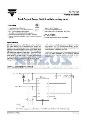 SIP43101DQ-T1-E3 datasheet - Dual Output Power Switch with Inverting Input