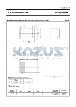 SOD882 datasheet - Package outline