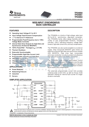 TPS40051PWP datasheet - WIDE-INPUT SYNCHRONOUS BUCK CONTROLLER
