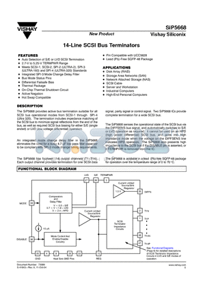 SIP5668 datasheet - 14-Line SCSI Bus Terminators