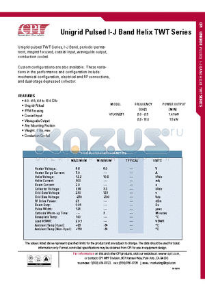 VTU-5192F1 datasheet - Unigrid Pulsed I-J Band Helix TWT Series