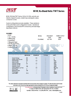 VTU-6191M2 datasheet - 80 W, Ku-Band Helix TWT Series