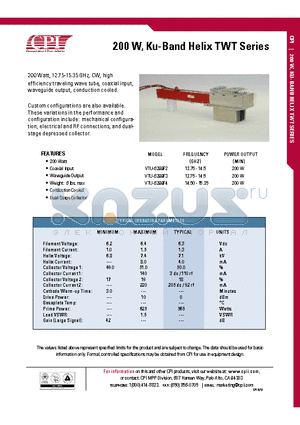 VTU-6299F2 datasheet - 200 W, Ku-Band Helix TWT Series