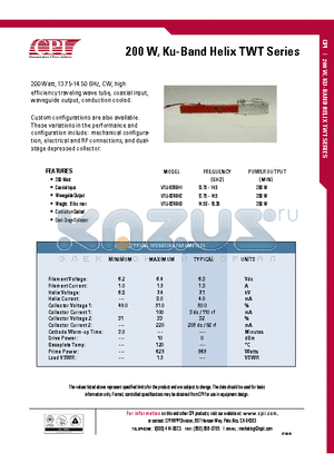 VTU-6299H1 datasheet - 200 W, Ku-Band Helix TWT Series