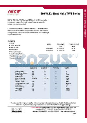 VTU-6392B2 datasheet - 300 W, Ku-Band Helix TWT Series