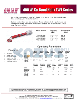 VTU-6392D2X datasheet - Ku-Band Helix TWT Series