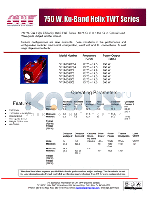 VTU-6396D3 datasheet - 750W, Ku-Band Helix TWT Series