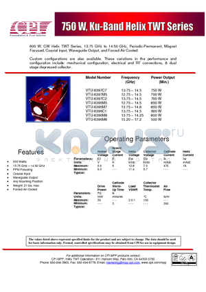 VTU-6396M6 datasheet - 750W, Ky-Band Helix TWT Series