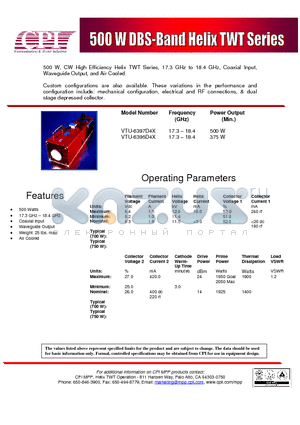 VTU-6397D4X datasheet - 500W DBS-Band Helix TWT Series