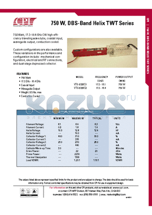 VTU-6398S1 datasheet - 750 W, DBS-Band Helix TWT Series