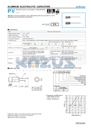 UPV1A151MFD datasheet - ALUMINUM ELECTROLYTIC CAPACITORS