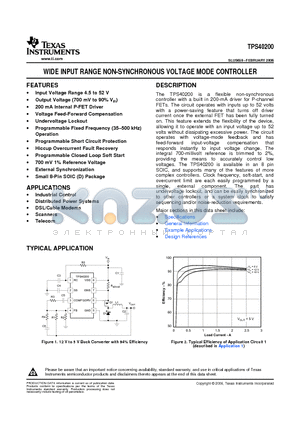 TPS40200D datasheet - WIDE INPUT RANGE NON-SYNCHRONOUS VOLTAGE MODE CONTROLLER