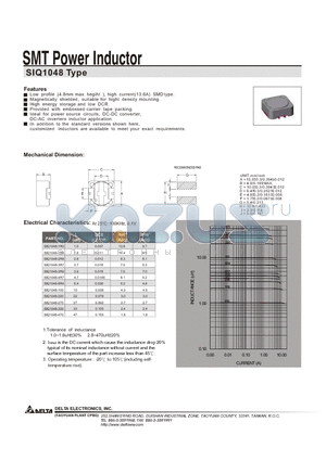 SIQ1048-1R8 datasheet - SMT Power Inductor