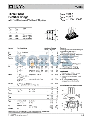 VUC25 datasheet - Three Phase Rectifier Bridge