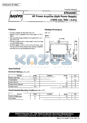 STK4048II datasheet - AF Power Amplifier (Split Power Supply) (150 W min, THD = 0.4%)