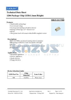 SIR15-21C/TR8 datasheet - Chip LED(1.1mm Height)