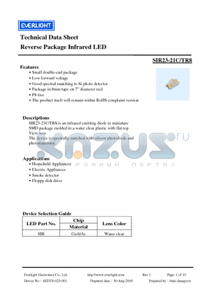 SIR23-21C/TR8 datasheet - Infrared LED