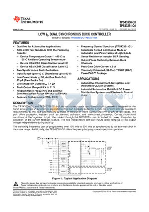 TPS43351QDAPRQ1 datasheet - LOW IQ, DUAL SYNCHRONOUS BUCK CONTROLLER