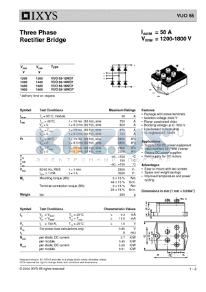 VUO55-14NO7 datasheet - Three Phase Rectifier Bridge