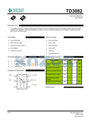 TD3082 datasheet - Zero-Volt Switching Triac Driver