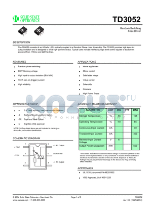 TD3052 datasheet - Random Switching Triac Driver