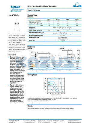UPW25 datasheet - Ultra Precision Wire-Wound Resistors
