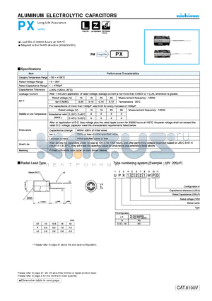 UPX1A102MPD datasheet - ALUMINUM ELECTROLYTIC CAPACITORS