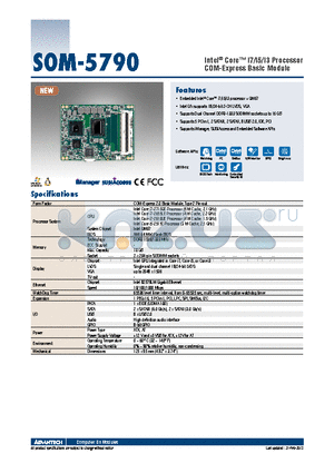 SOM-5790FG-U1A1E datasheet - Intel^ Core i7/i5/i3 Processor COM-Express Basic Module
